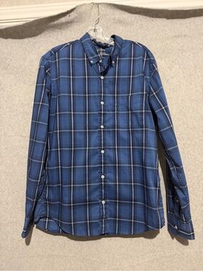 J.CREW Offshore Performance Men's M Blue Plaid Woven Long Sleeve Button-Up Shirt